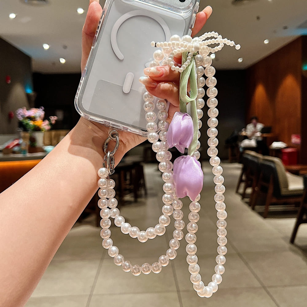 Tulip Pearl MoonStar Bead Phone Chain | Phone Strap