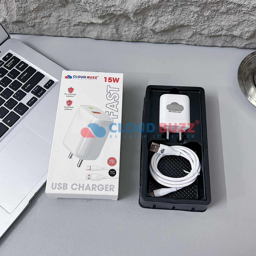 USB Type-C 15W Fast Portable Charger with Type-C (TC) Cable (CB105)
