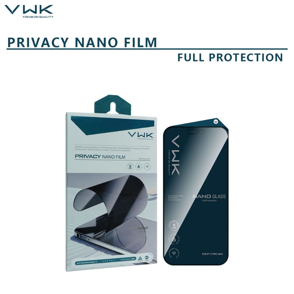 VWK Privacy Nano Matte Film Explosion Proof Tempered Glass - iPhone Series