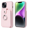 Vintage Pouch PU Leather Phone Case with 360 Degree Ring Holder Stand
