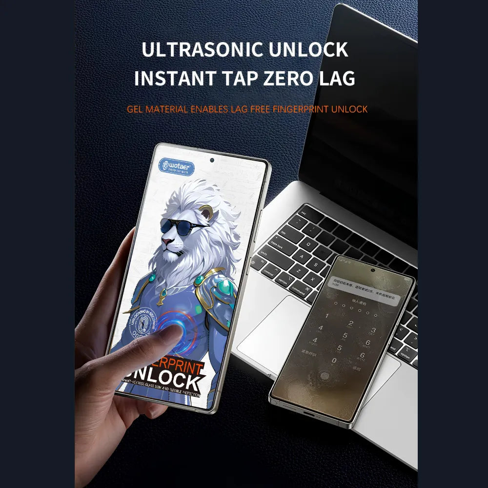 WOTAER Fingerprint Unlock 0.18MM Privacy Tempered Glass