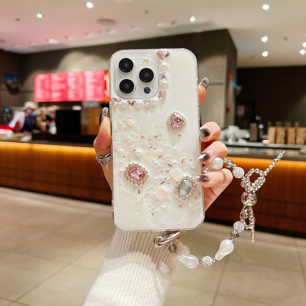 White Rubber Gel Coating Colorful Stone Phone Case